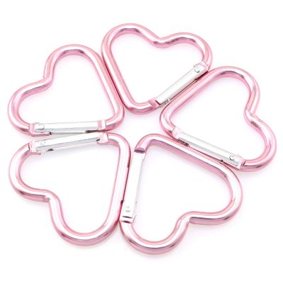 Lind Kitchen 10pcs Heart-Shaped Aluminum Snap Hook Clip Key Holder, Keychain Clip (Light Pink)