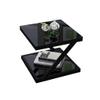 2-Layer Coffee Table, Side Table, Glass Surface Coffee Table, Living Room/Bedroom/Balcony Dining Table, Desk, Laptop Table, Bedside Table (Color : Black, Size : 606050cm) view 1