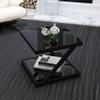 2-Layer Coffee Table, Side Table, Glass Surface Coffee Table, Living Room/Bedroom/Balcony Dining Table, Desk, Laptop Table, Bedside Table (Color : Black, Size : 606050cm) view 2