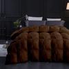 1 PC Comforter Set Luxurious Quality Cotton Fill 500 GSM Pinch Pleated Comforter All-Season Silky Soft Comfortable Baffle+Pinch Pleat Comforter Set Full/Queen Size-Brown view 2