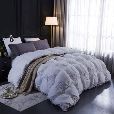1 PC Comforter Set Luxurious Quality Cotton Fill 500 GSM Pinch Pleated Comforter All-Season Silky Soft Comfortable Baffle+Pinch Pleat Comforter Set Oversized Queen Size-Silver