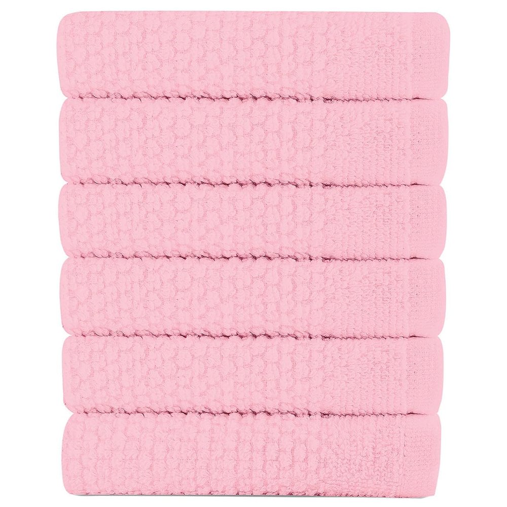 6-Pc. Essential Washcloth Set - Rose Design, 100% Ringspun Egyptian Cotton, Soft and Durable, 13" Square, by OakRidgeTM