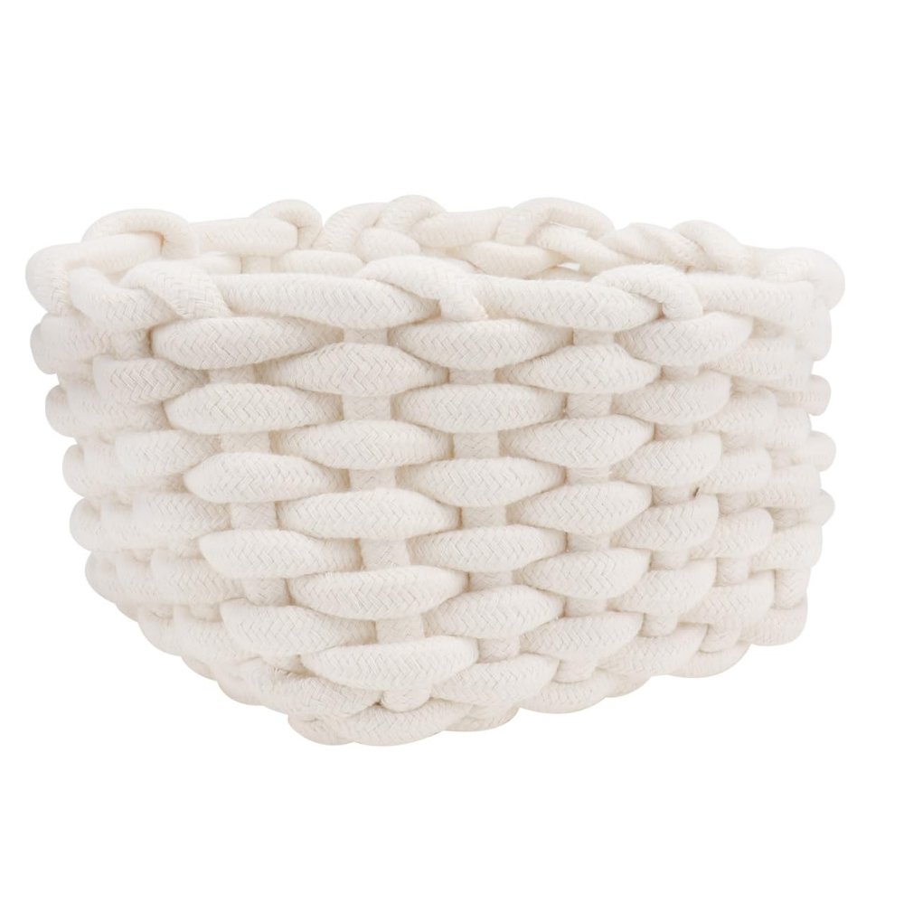 Cabilock 1pc Woven Storage Basket for Home Organization Beige Cloth Container for Snacks Toys and Sundries Stylish for Bedroom Living Room and Closet