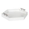 Kate and Laurel Lipton Modern Hexagon Tray, 18 x 18, White and Silver, Decorative Tray for Storage and Display view 1