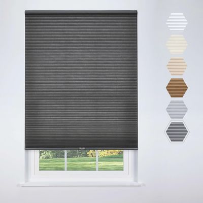 Linen Avenue Cordless Cellular Light Filtering Shade 46 W x 48 H, Dark Grey (Arrives 1/4" Narrower)