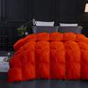 1 PC Comforter Set Luxurious Quality Cotton Fill 500 GSM Pinch Pleated Comforter All-Season Silky Soft Comfortable Baffle+Pinch Pleat Comforter Set Full/Queen Size-Orange view 2