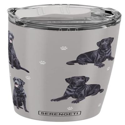 SERENGETI Labrador 20 Oz. Stainless Steel, Vacuum Insulated Tumbler with Spill Proof Lid - 3D Print - Insulated Travel mug for Hot or Cold Drinks (Labrador Black Tumbler)