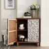 Sophia & William Accent Cabinet with Doors, Distressed Decorative Storage Cabinet with Wood Frame and Silver Embossed Pattern for Entryway Living Room view 2