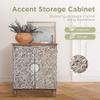 Sophia & William Accent Cabinet with Doors, Distressed Decorative Storage Cabinet with Wood Frame and Silver Embossed Pattern for Entryway Living Room view 4