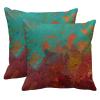 TORASS Set of 2 Throw Pillow Covers Burnt Orange Turquoise Red Aqua Decorative Pillow Case Home Decor Square 18x18 Inches Pillowcase view 1