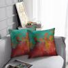 TORASS Set of 2 Throw Pillow Covers Burnt Orange Turquoise Red Aqua Decorative Pillow Case Home Decor Square 18x18 Inches Pillowcase view 2