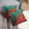 TORASS Set of 2 Throw Pillow Covers Burnt Orange Turquoise Red Aqua Decorative Pillow Case Home Decor Square 18x18 Inches Pillowcase view 4