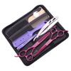 YODZ 5.5/6.0/7.0 Inch Left Handed Hairdressing Scissors Set, Barbers Professional Hair Cutting Scissors Styling Tool 10 Pcs Kit, Light and Sharp, for Men, Women,Pink,5.5 Inch A view 1
