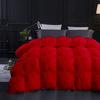 1 PC Comforter Set Luxurious Quality Cotton Fill 500 GSM Pinch Pleated Comforter All-Season Silky Soft Comfortable Baffle+Pinch Pleat Comforter Set Oversized Queen Size-Red view 2