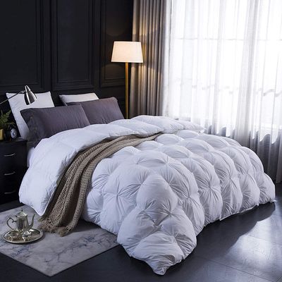 1 PC Comforter Set Luxurious Quality Cotton Fill 500 GSM Pinch Pleated Comforter All-Season Silky Soft Comfortable Baffle+Pinch Pleat Comforter Set Oversized Queen Size-White