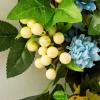 22 Inch Artificial Winter Jasmine Wreath, Silk Winter Jasmine Wreath with Green Leaves, Yellow Berries and Blue Daisy, Spring Wrea_th for Front Door Home Party Decor view 4
