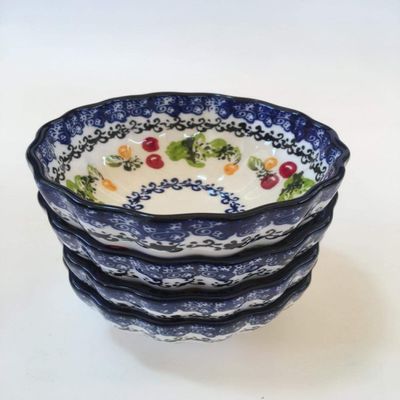 Ceramic Polish Hand-painted Tableware Underglaze Ceramic Bowl Rice Bowl Love Plate Cherry Series Wave Lace-C