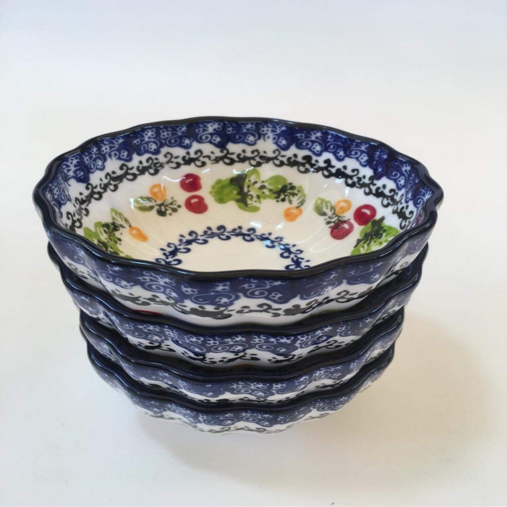 Ceramic Polish Hand-painted Tableware Underglaze Ceramic Bowl Rice Bowl Love Plate Cherry Series Wave Lace-C