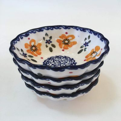 Ceramic Polish Hand-painted Tableware Underglaze Ceramic Bowl Rice Bowl Love Plate Orange Blossom Series Wavy Lace-C
