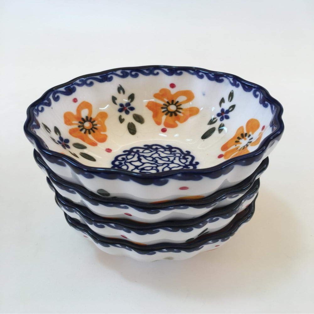 Ceramic Polish Hand-painted Tableware Underglaze Ceramic Bowl Rice Bowl Love Plate Orange Blossom Series Wavy Lace-C