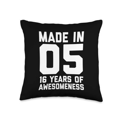 16th Birthday Shirt Boys Girl Age 16 Year Old Gift 2005 Teen Throw Pillow
