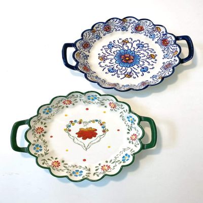 Polish style ceramic tableware household dishes and dishes lace large fish plate rice bowl binaural lace disc-B