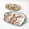 Nordic tableware ceramic flat plate underglaze color double ear square plate household shallow plate long ear free deer bear-C view 1