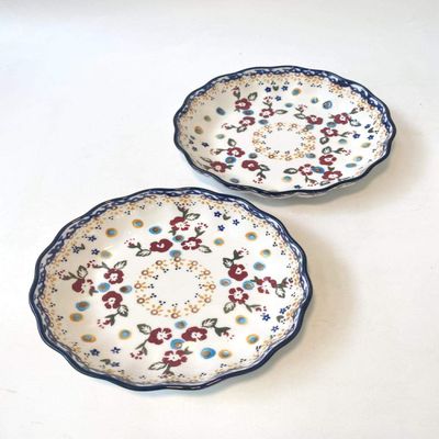 Tableware Polish porcelain hand-painted ceramic soup bowl household plate lace plate deep plate double ear plate rice bowl-G