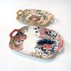 Nordic tableware ceramic flat plate underglaze color double ear square plate household shallow plate long ear free deer bear-B view 1