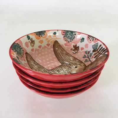 Nordic style tableware ceramic rice bowl underglaze color household rice bowl cartoon free deer brown bear-A