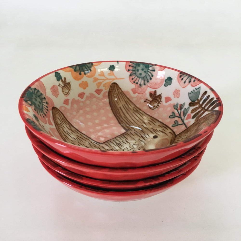 Nordic style tableware ceramic rice bowl underglaze color household rice bowl cartoon free deer brown bear-A