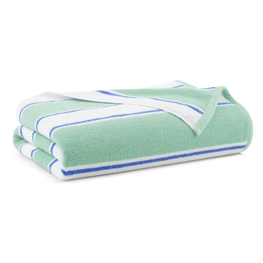 Aston & Arden Striped Beach Towel - Oversized 35 x 70 Soft Plush Thick Cotton, 600 GMS Heavy & Luxury for Pool Chairs, Resort, and Hot Tub, Green/Blue