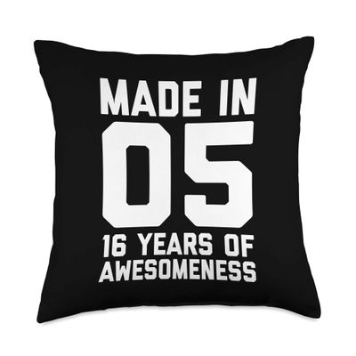 16th Birthday Shirt Boys Girl Age 16 Year Old Gift 2005 Teen Throw Pillow