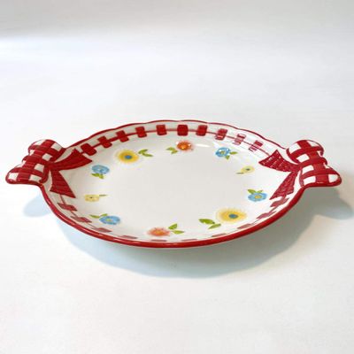 Ceramic tableware red butterfly set cute girl heart rice bowl plate creative dish combination household underglaze color-C