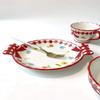 Ceramic tableware red butterfly set cute girl heart rice bowl plate creative dish combination household underglaze color-C view 3