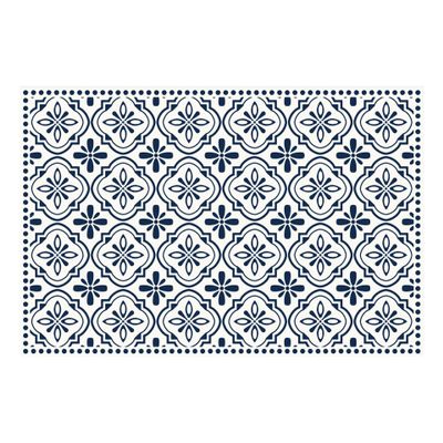 Carolina Creekhouse Vinyl Rug | Isabella 043948UA | Vinyl Floor Mat | Decorative, Vintage, Waterproof, Eco-Friendly, Non-Slip | Navy, 2'x3'