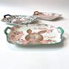 Nordic tableware ceramic flat plate underglaze color double ear square plate household shallow plate long ear free deer bear-D view 3