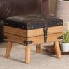 Baxton Studio Amena Rustic Transitional Dark Brown PU Leather Upholstered and Oak Finished Wood Small Storage Ottoman view 2