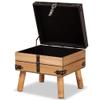 Baxton Studio Amena Rustic Transitional Dark Brown PU Leather Upholstered and Oak Finished Wood Small Storage Ottoman view 4