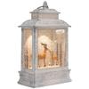 DEMDACO Distressed White Brown Deer Scene Musical LED 6 x 11 Acrylic Christmas Decorative Tabletop Snow Water Globe view 2