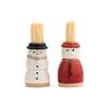 Demdaco Distressed Red Santa White Snowman 2.5 x 1.5 Stoneware Decorative Toothpick Holder Set 2 view 2