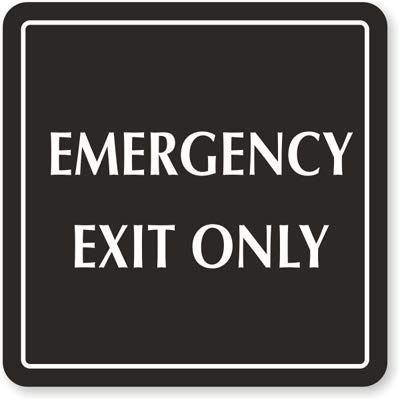 The Sign Studio 6 x 6 - Engraved Sign: Emergency Exit Only Sign - Black/White - Laser Engraved Sign