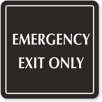 The Sign Studio 6 x 6 - Engraved Sign: Emergency Exit Only Sign - Black/White - Laser Engraved Sign
