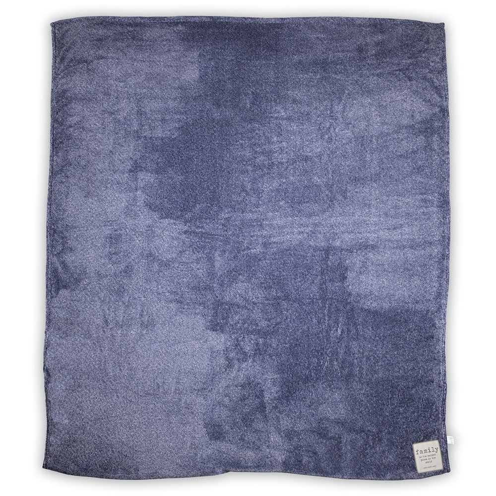DEMDACO Family Together Time Periwinkle Blue Mega 60 x 120 Fleece Fabric Foot Pocket Throw Blanket