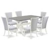 East West Furniture X096VE005-7 7 Piece Kitchen Table & Chairs Set Consist of a Rectangle Dining Room Table with X-Legs and 6 Grey Linen Fabric Upholstered Chairs, 36x60 Inch, Multi-Color view 1