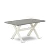 East West Furniture X096VE005-7 7 Piece Kitchen Table & Chairs Set Consist of a Rectangle Dining Room Table with X-Legs and 6 Grey Linen Fabric Upholstered Chairs, 36x60 Inch, Multi-Color view 3
