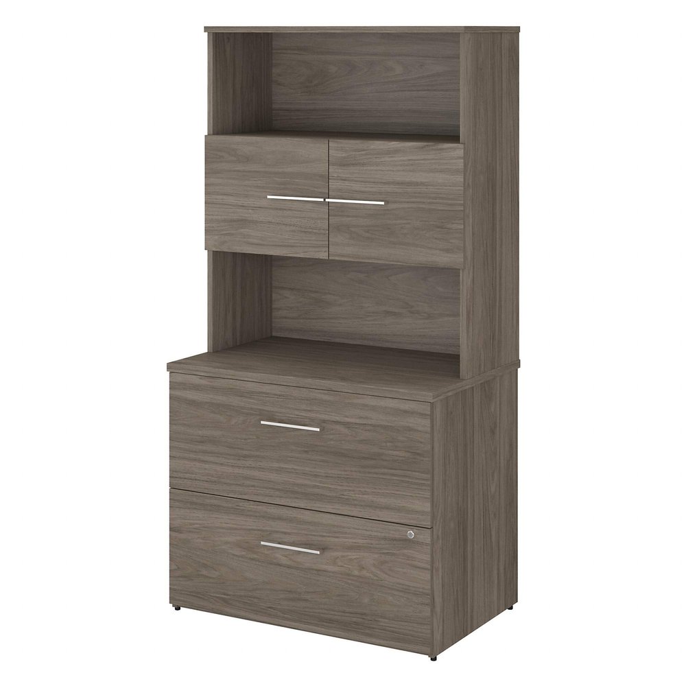 Bush Business Furniture Office 500 2 Drawer Lateral File Cabinet with Hutch, 36W, Modern Hickory