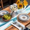 Cotton and Linen Triangle Table Runners 120 Inches Long, Marble Dresser Scarves Table Decoration for Wedding Party/Graduation Ceremony/Banquet (13x120 inch) Abstract Liquid Modern Turquoise Print view 2