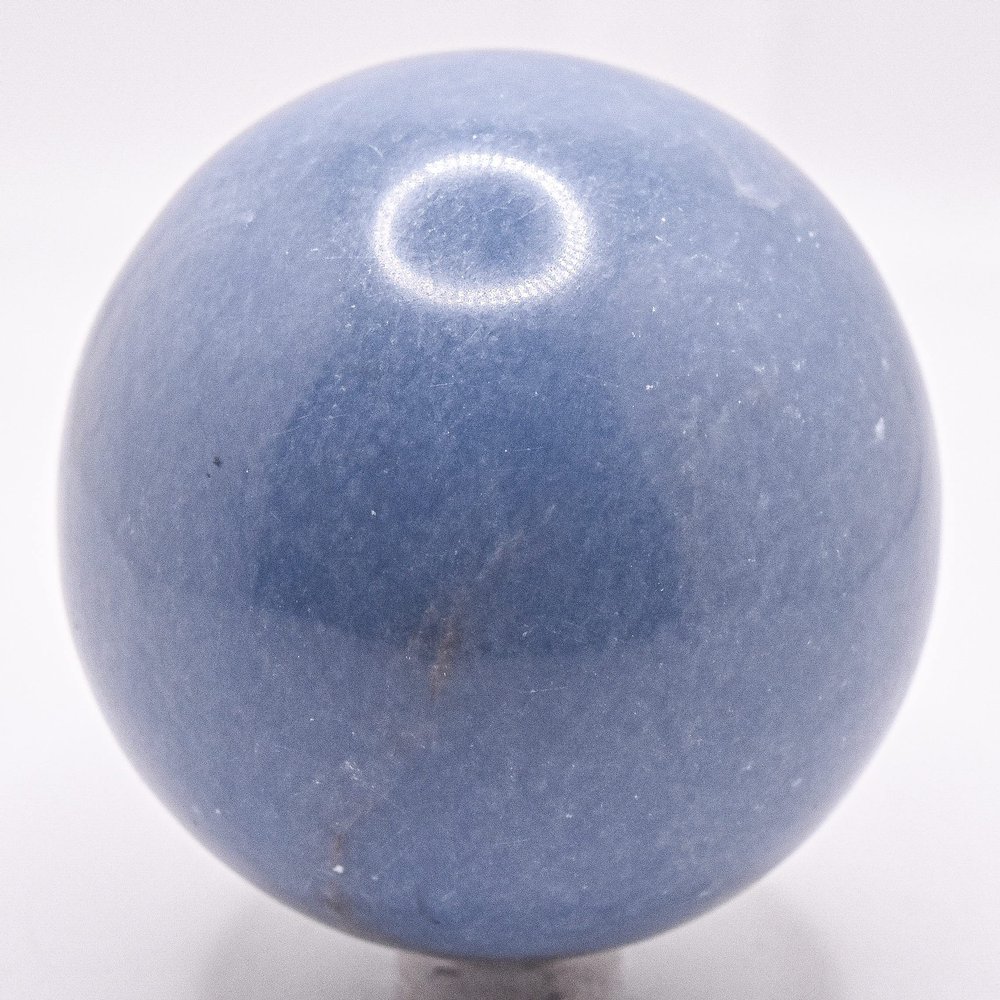 2.25" Blue Angelite Sphere Polished Natural Angel/Angelic Stone Ball Collectilbe Gemstone Crystal Mineral - Peru + Stand (1PC)