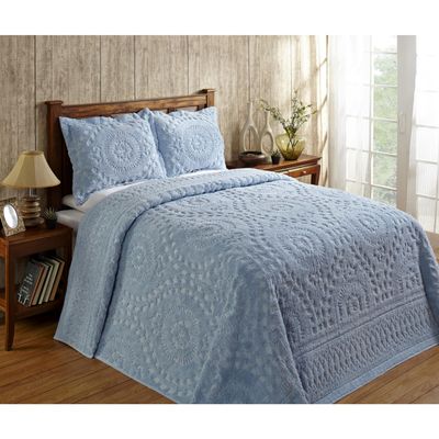 Better Trends 2 Pieces Set Chenille Bedspread Twin Size 100% Cotton Chenille Bedding Lightweight Medallion Pattern Bedroom Decor Rio Collection
